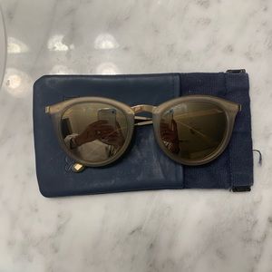 Le Specs Gold Round Sunglasses